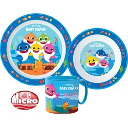 Baby Shark dinner set, micro plastic set with mug 265 ml