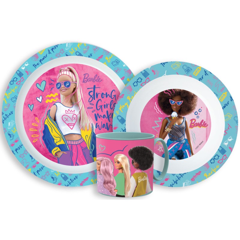 Barbie tableware set, micro plastic set with mug 265 ml