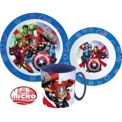 Avengers tableware set, micro plastic set with mug 350 ml