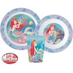 Ensemble de vaisselle Disney Princess Ariel, ensemble en microplastique, tasse 260 ml