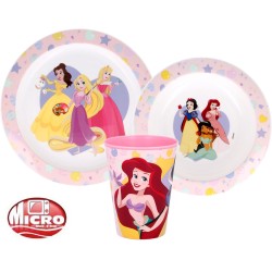 Ensemble de vaisselle Disney Princess True Tableware, en plastique, adapté au micro-ondes, avec tasse de 260 ml