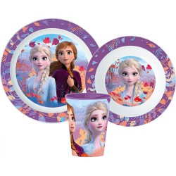 Ensemble de vaisselle Disney Frozen, en plastique, adapté au micro-ondes, avec tasse de 260 ml