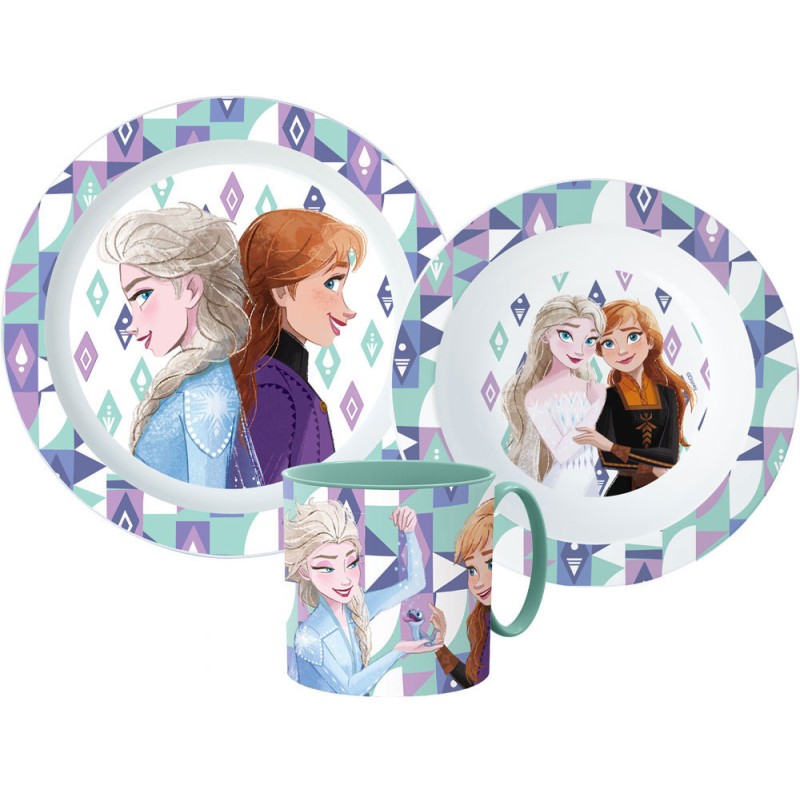 Ensemble de vaisselle Disney Frozen Ice Magic, ensemble en microplastique avec une tasse de 265 ml