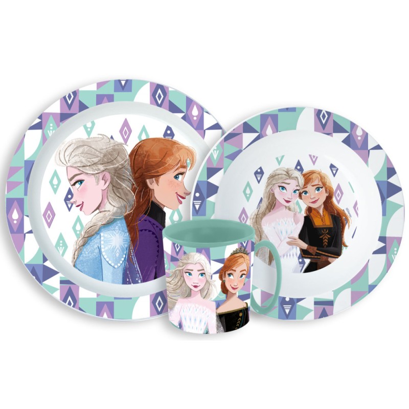 Ensemble de vaisselle Disney Frozen Ice Magic, ensemble en plastique pour micro-ondes avec tasse de 350 ml