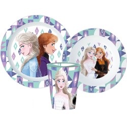 Ensemble de vaisselle Disney Frozen Ice Magic, ensemble en microplastique avec verre de 260 ml