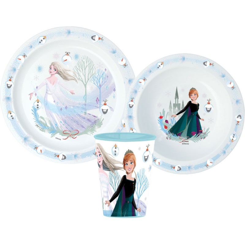 Disney Frozen Royally Cool Christmas Dinner Set, Micro Plastic Set, Cup with 260 ml