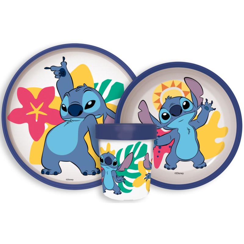 Disney Lilo and Stitch Palms Disney Lilo & Stitch Non-Slip Dinner Set, Microwaveable Plastic