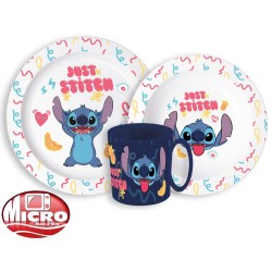 Ensemble de vaisselle Disney Lilo et Stitch Palms Disney Lilo & Stitch, ensemble en plastique allant au micro-ondes avec tasse d