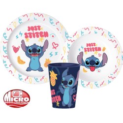 Disney Lilo and Stitch Disney Lilo & Stitch Palms Dinner Set, Micro Plastic Set, with 260 ml Cup