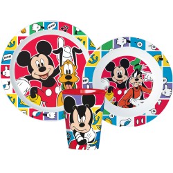 Ensemble de vaisselle en plastique pour micro-ondes Disney Mickey Better Together avec tasse de 260 ml