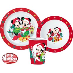 Disney Minnie  and Mickey Christmas dinner set, micro plastic set, with cup 260 ml