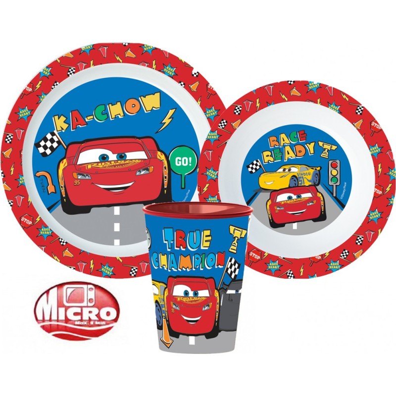 Disney Cars dinner set, micro plastic set, cup 260 ml