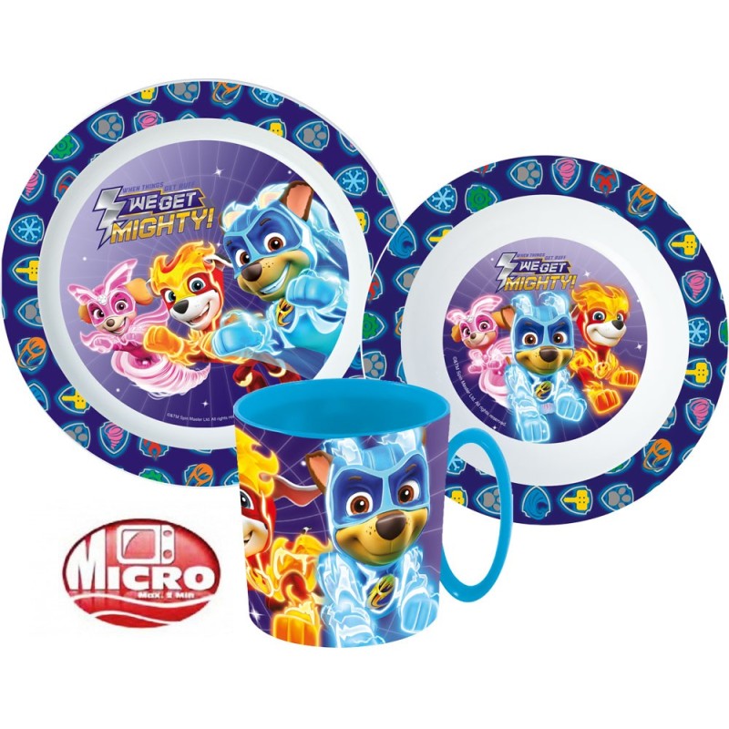 Paw Patrol dinner set, micro plastic set with mug 350 ml