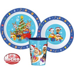 Paw Patrol Holiday Christmas Tableware Set, Micro Plastic Set, with 260 ml Cup