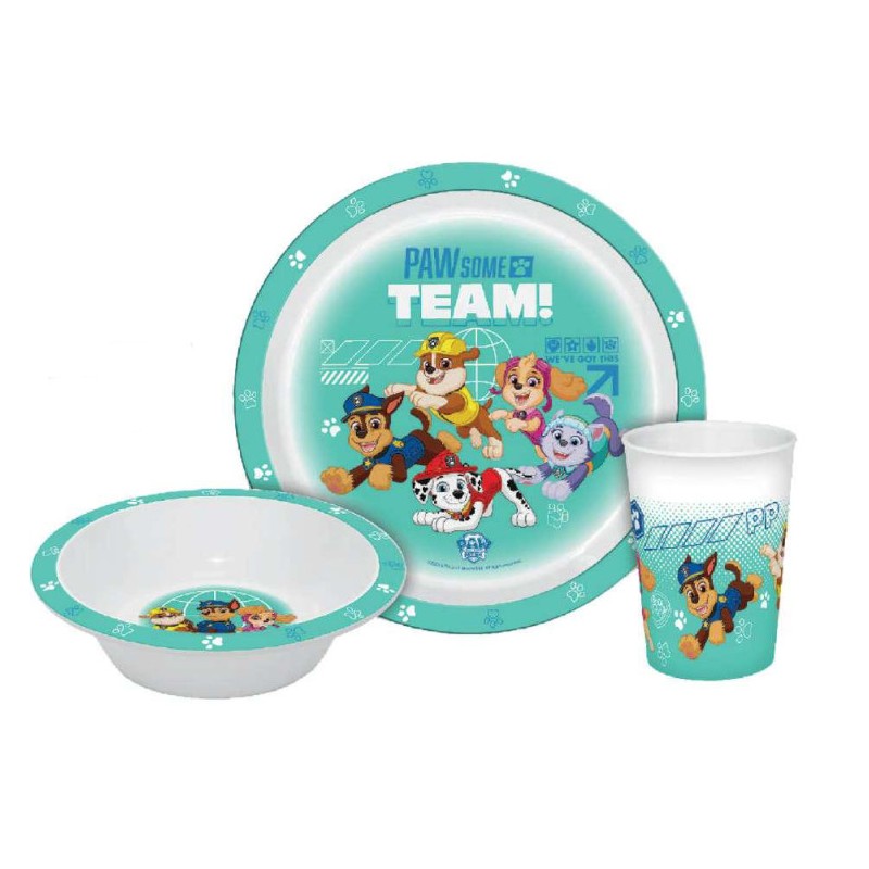 Paw Patrol Team dinner set, micro plastic set in Box