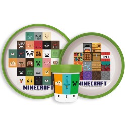 Vaisselle antidérapante Minecraft, ensemble en microplastique