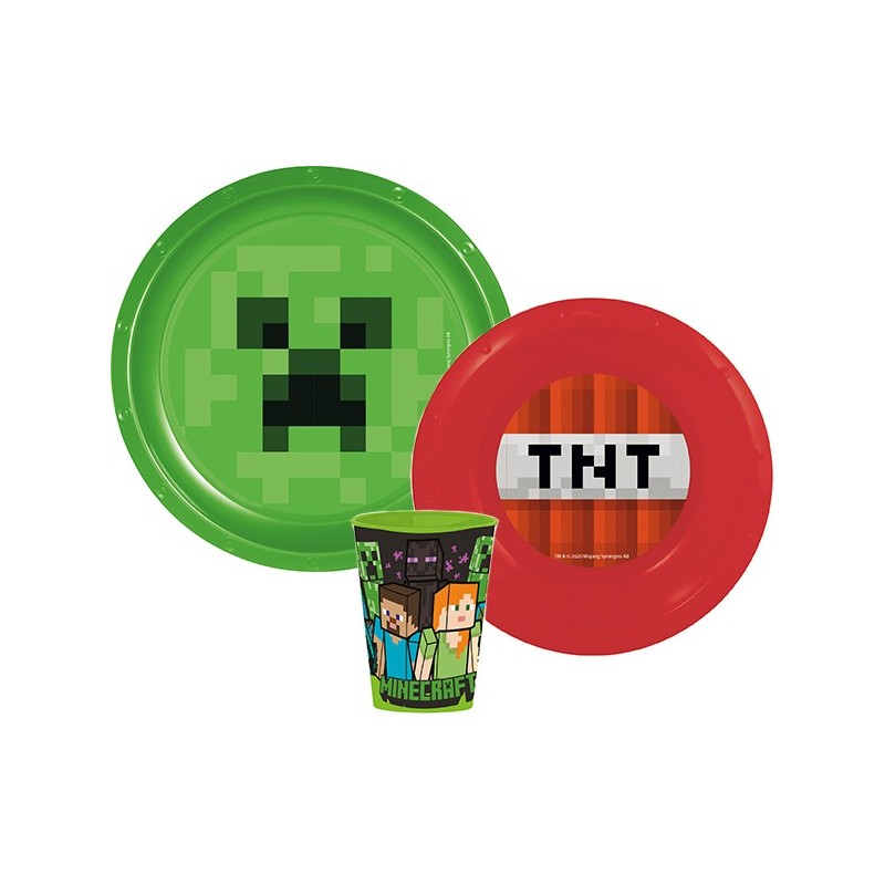 Minecraft tableware, plastic set