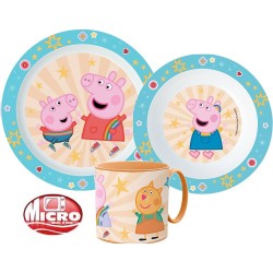 Ensemble de vaisselle Peppa Pig, ensemble en micro-plastique avec tasse 265 ml