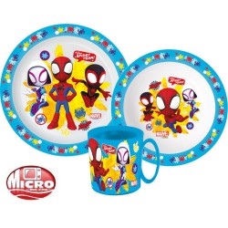 Spiderman dinner set, microwaveable plastic set with 350 ml mug