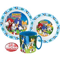 Sonic the Hedgehog dinner set, micro plastic set with 350 ml mug