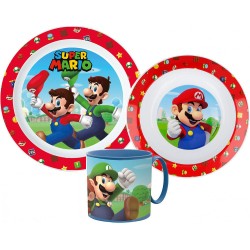 Super Mario dinner set, micro plastic set with mug 265 ml