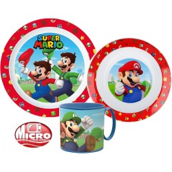 Super Mario dinner set, micro plastic set with mug 265 ml