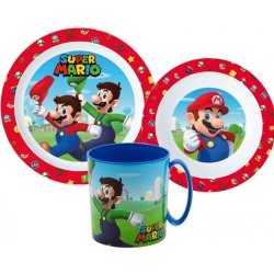 Super Mario tableware set, micro plastic set with 350 ml mug