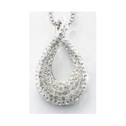 Victoria Silver-colored teardrop pendant with white stones