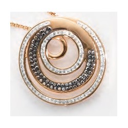 Pendentif Victoria en or rose avec pierres noires et blanches