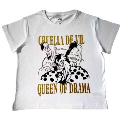 T-shirt court pour femme Disney 101 Dalmatiens Cruella, Top M