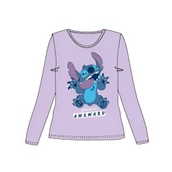 T-shirt à manches longues Disney Lilo et Stitch Awkward pour enfants, haut 8 ans