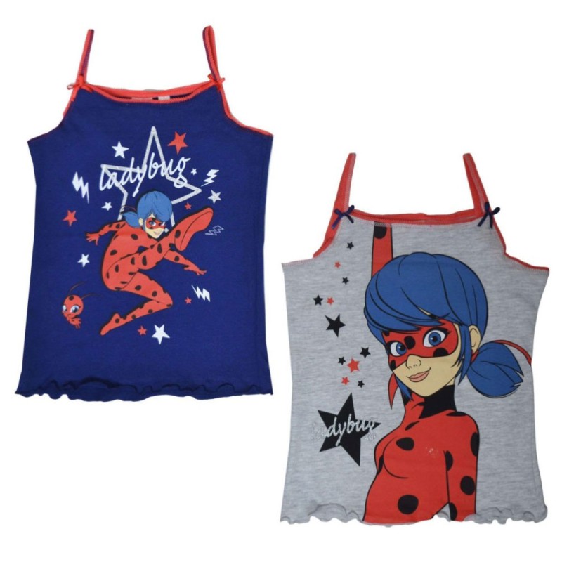 Lot de 2 débardeurs pour enfant Miraculous Tales of Ladybug et Chat Noir 122/128 cm