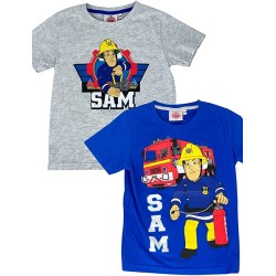 Lot de 2 T-shirts à manches courtes pour enfants Sam le pompier 110/116 cm