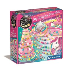 Coffret créatif pour la fabrication de bracelets licorne Crazy Chic Clementoni