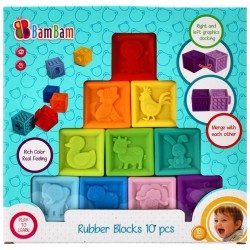 Cube Colorful Rubber Building Blocks Set of 10