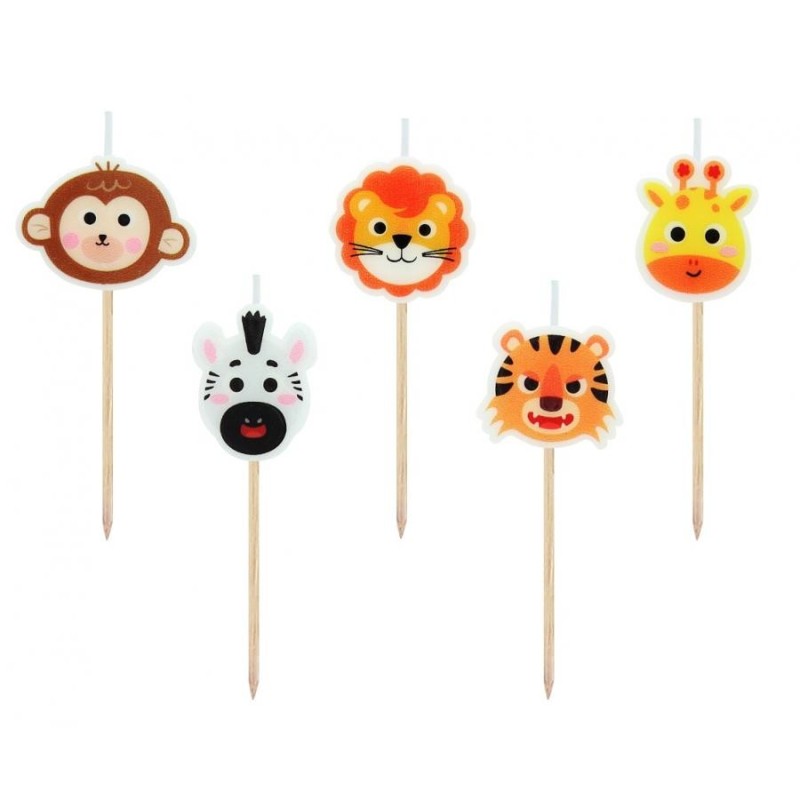 Lot de 5 bougies d'anniversaire amusantes à motifs d'animaux