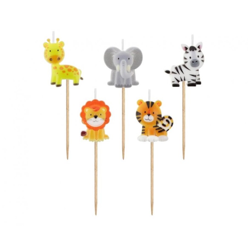 Animals Safari birthday candle, candle set 5 pieces