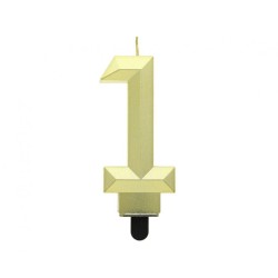 Number Diamond Metallic Golden number candle 1, cake candle