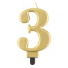 Number Metallic Gold number 3 candle, cake candle