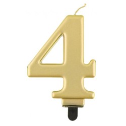 Number Metallic Gold number 4 candle, cake candle