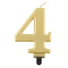 Number Metallic Gold number 4 candle, cake candle