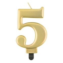 Number Metallic Gold number 5 candle, cake candle