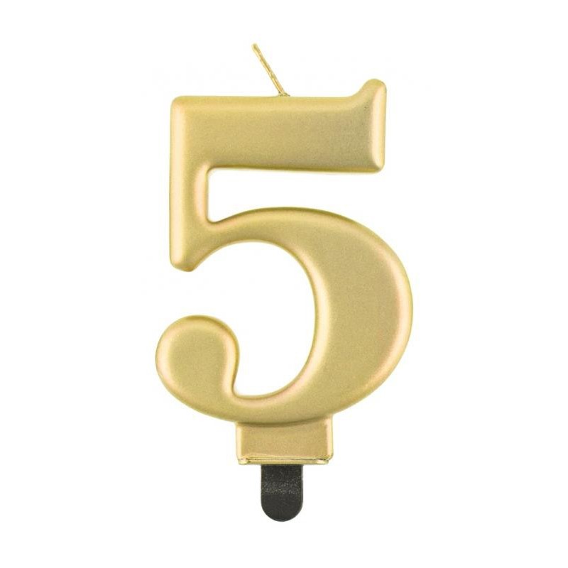 Number Metallic Gold number 5 candle, cake candle