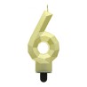 Number Diamond Metallic Gold number 6 candle, cake candle