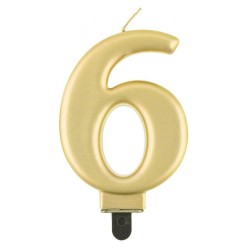 Number Metallic Gold number 6 candle, cake candle