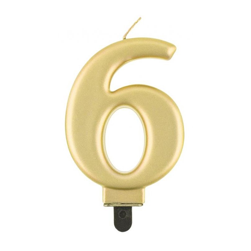 Number Metallic Gold number 6 candle, cake candle