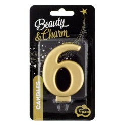 Number Metallic Gold number 6 candle, cake candle