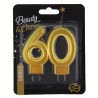 Colour Gold Gold 60 birthday candle, numbered candle