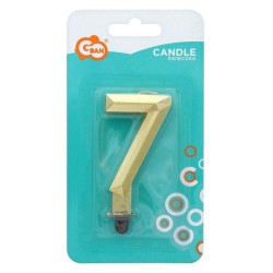 Number Diamond Metallic Gold number 7 candle, cake candle