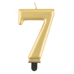 Number Metallic Gold number 7 candle, cake candle